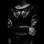 Women's Diamond Heart cropped Thermal T shirt [VOID BLACK] (1)